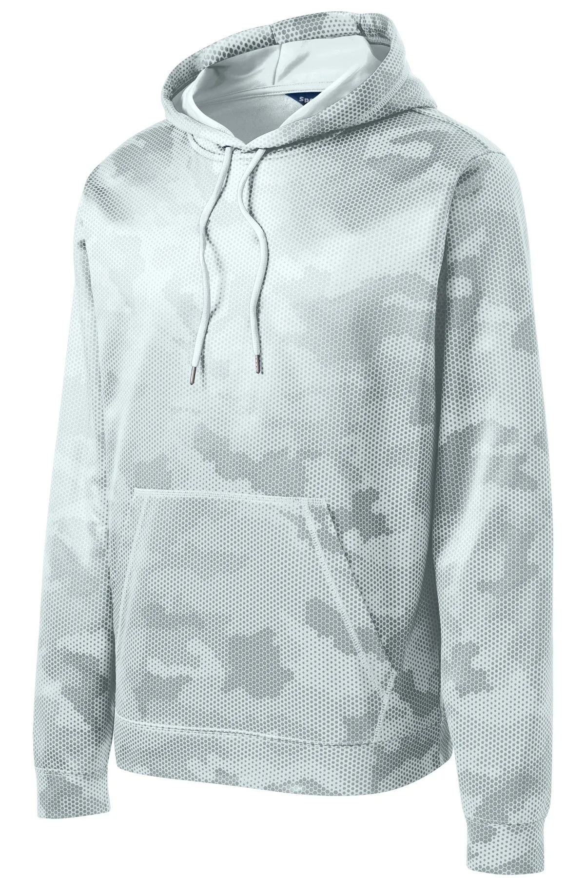 Sport-Tek Sport-Wick CamoHex Fleece Hooded Pullover. ST240 White