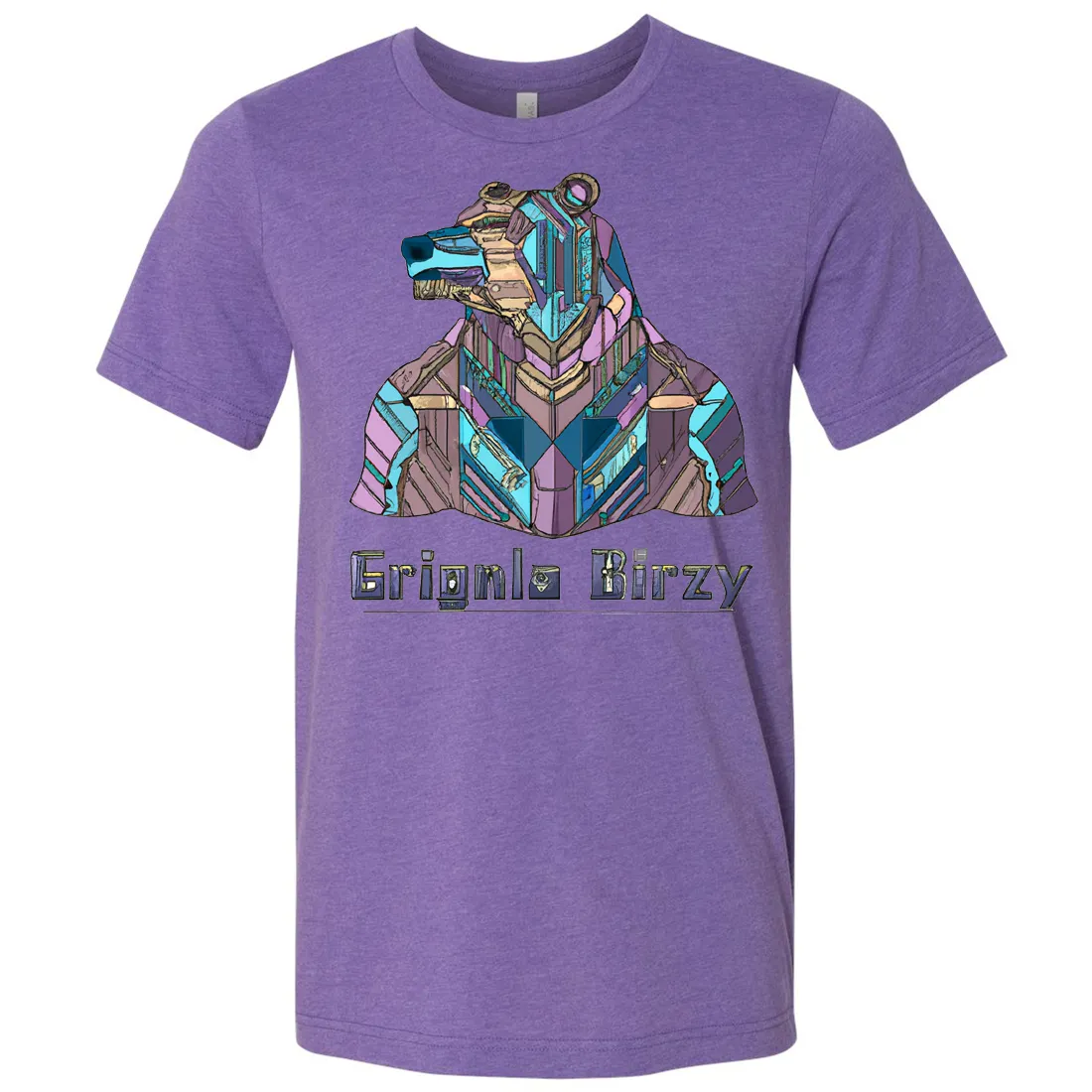Stained Glass Cyborg Grizzly Bear Asst Colors Mens Lightweight Fitted T-Shirt/tee