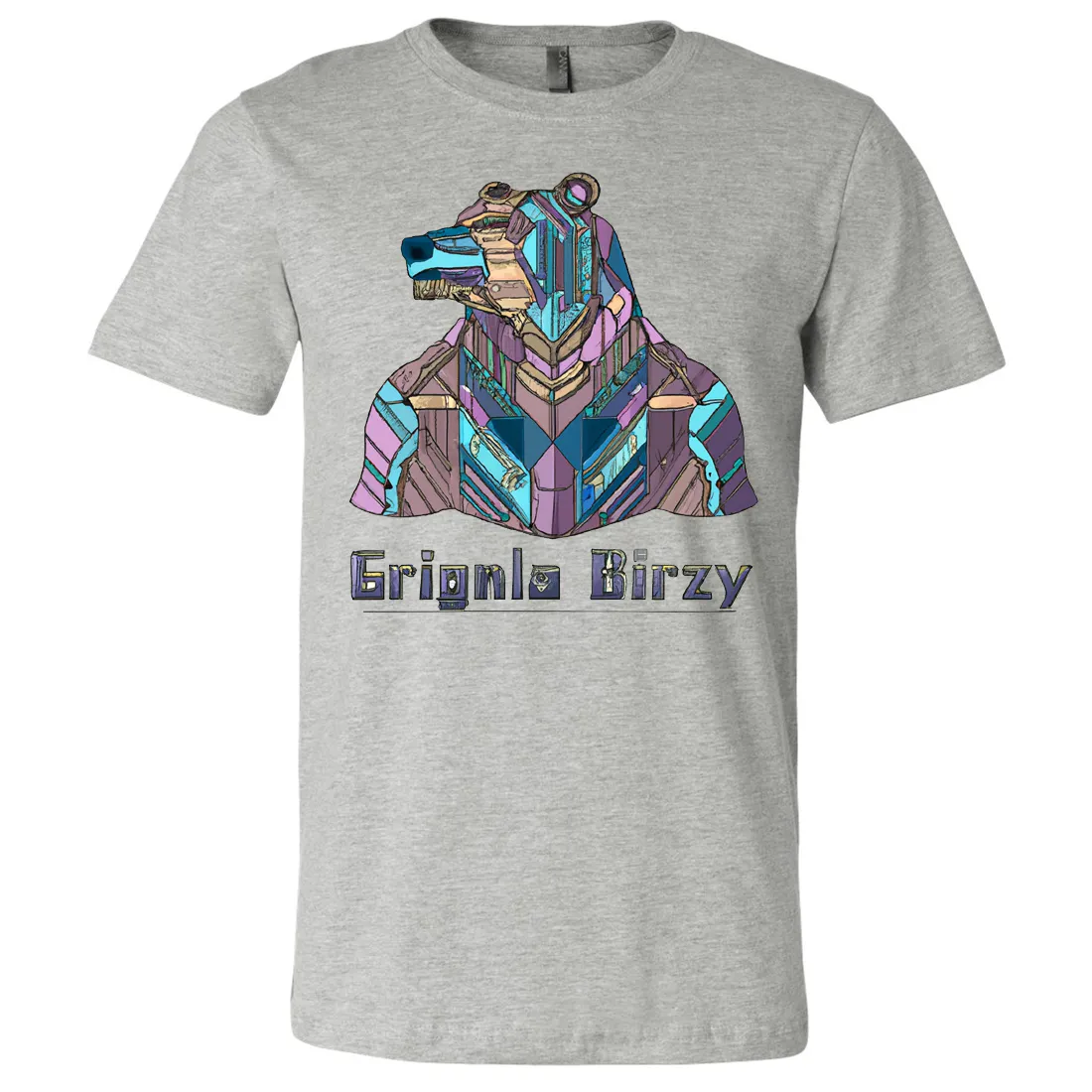 Stained Glass Cyborg Grizzly Bear Asst Colors Mens Lightweight Fitted T-Shirt/tee