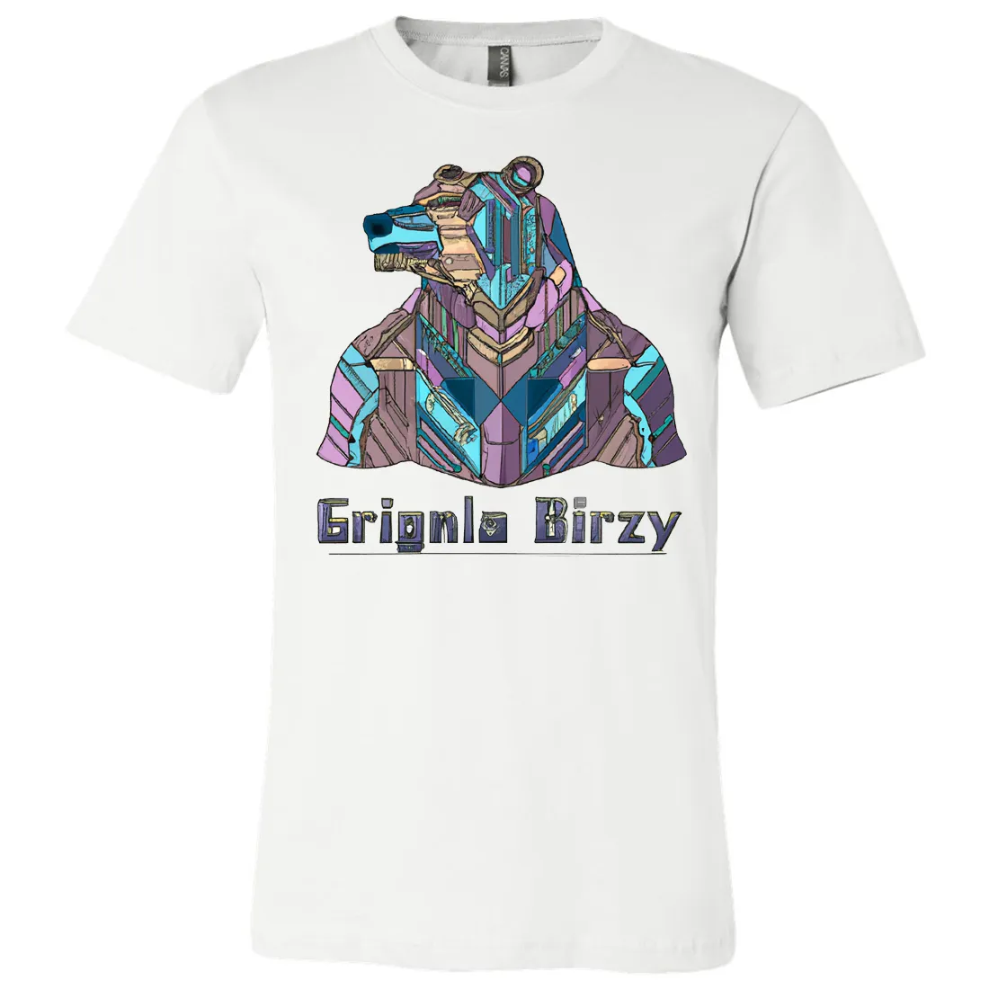 Stained Glass Cyborg Grizzly Bear Asst Colors Mens Lightweight Fitted T-Shirt/tee