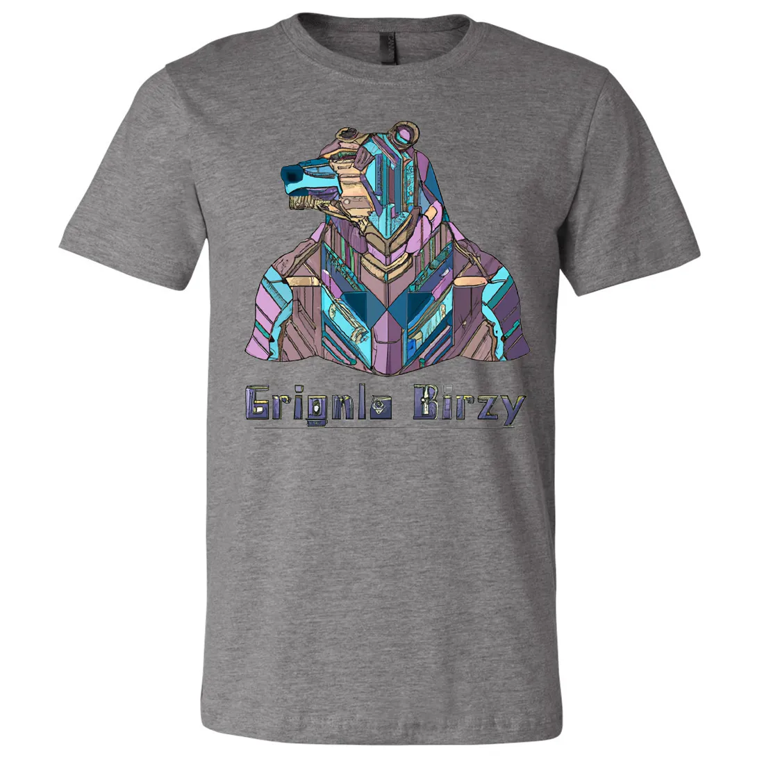 Stained Glass Cyborg Grizzly Bear Asst Colors Mens Lightweight Fitted T-Shirt/tee