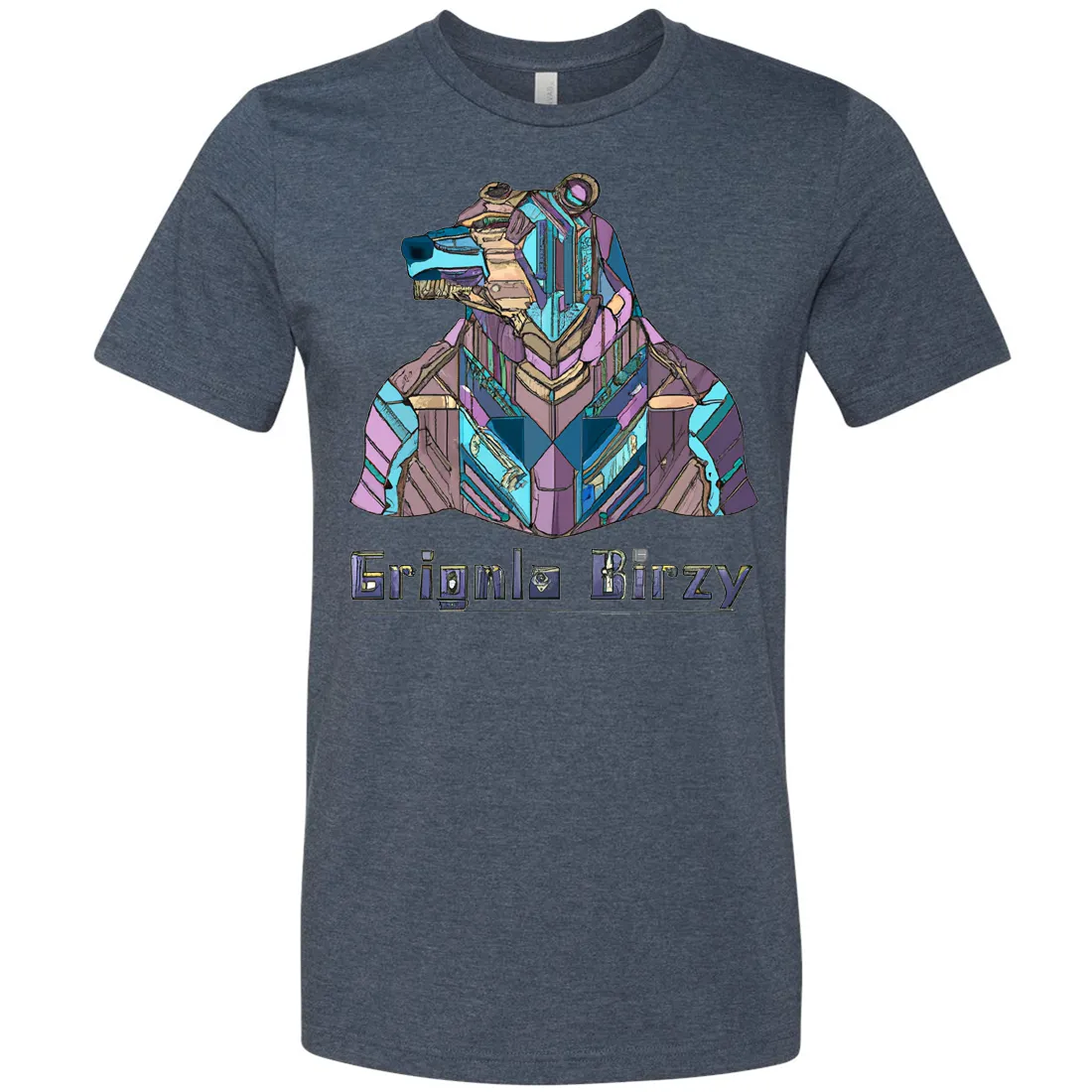Stained Glass Cyborg Grizzly Bear Asst Colors Mens Lightweight Fitted T-Shirt/tee