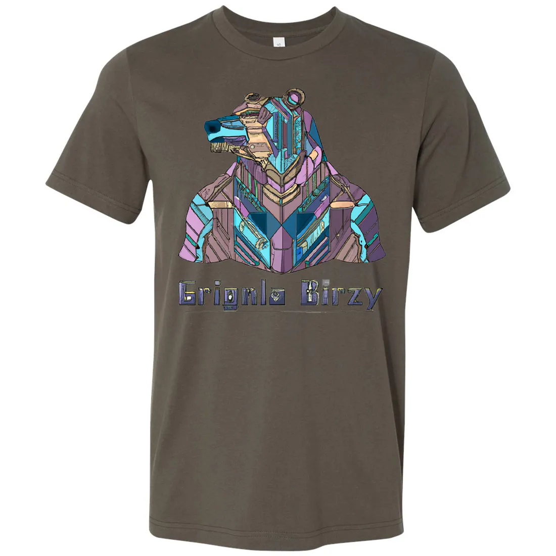 Stained Glass Cyborg Grizzly Bear Asst Colors Mens Lightweight Fitted T-Shirt/tee