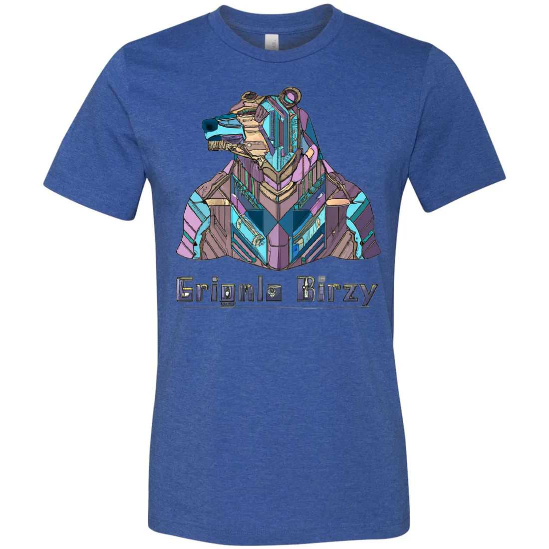 Stained Glass Cyborg Grizzly Bear Asst Colors Mens Lightweight Fitted T-Shirt/tee
