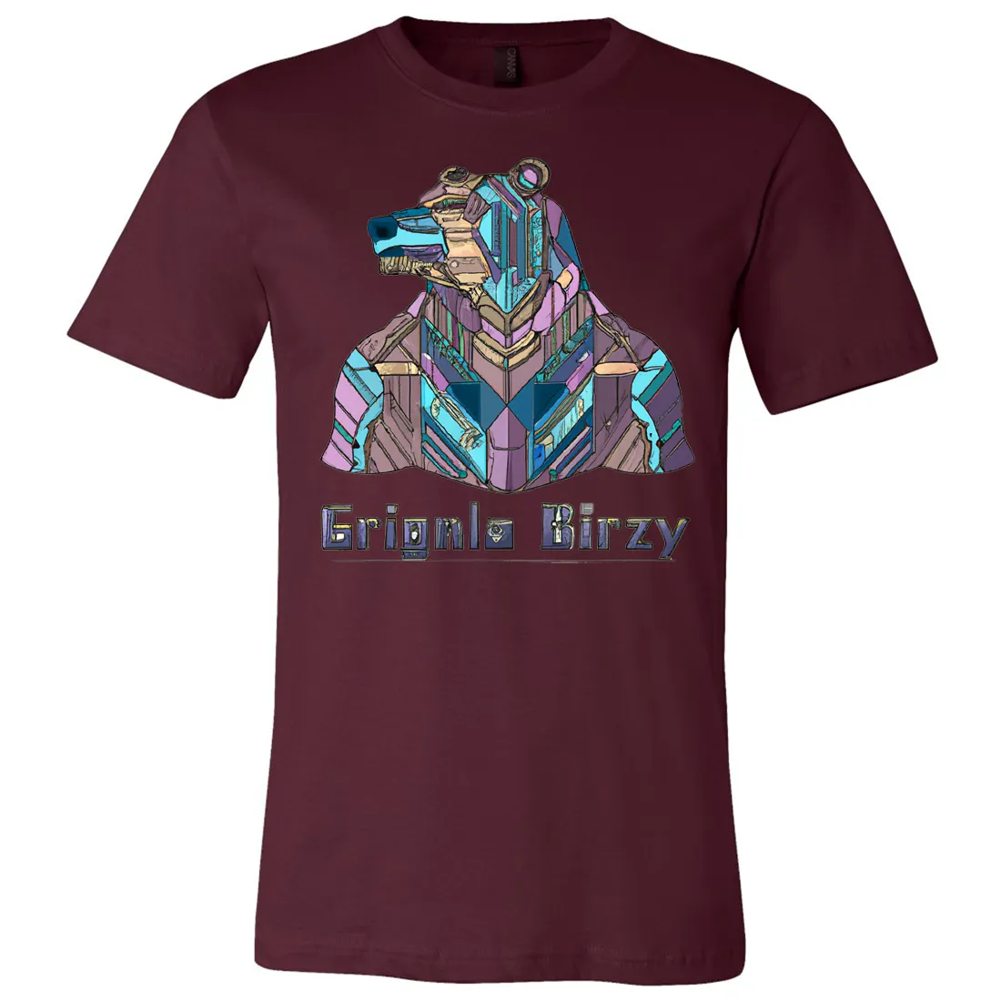 Stained Glass Cyborg Grizzly Bear Asst Colors Mens Lightweight Fitted T-Shirt/tee