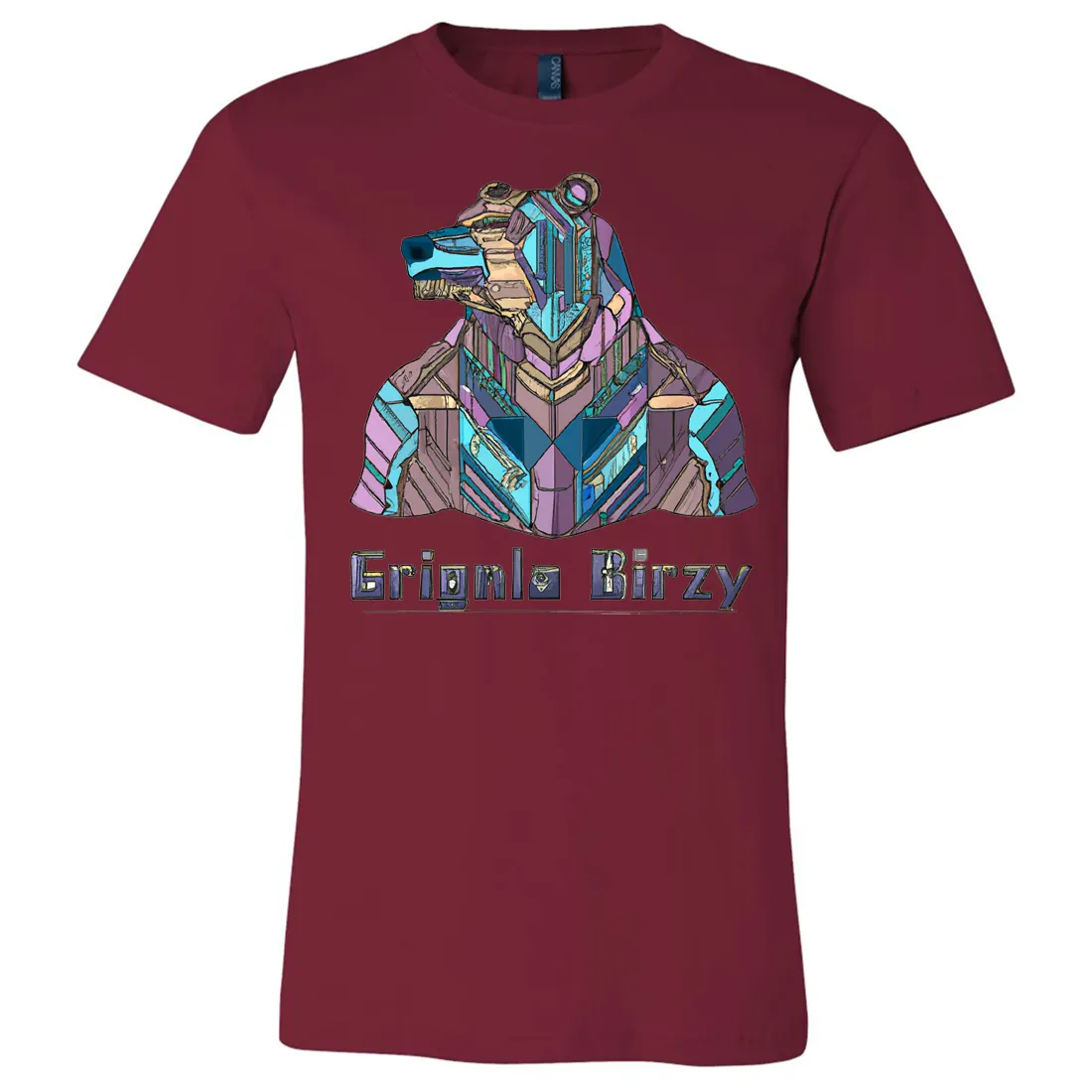Stained Glass Cyborg Grizzly Bear Asst Colors Mens Lightweight Fitted T-Shirt/tee