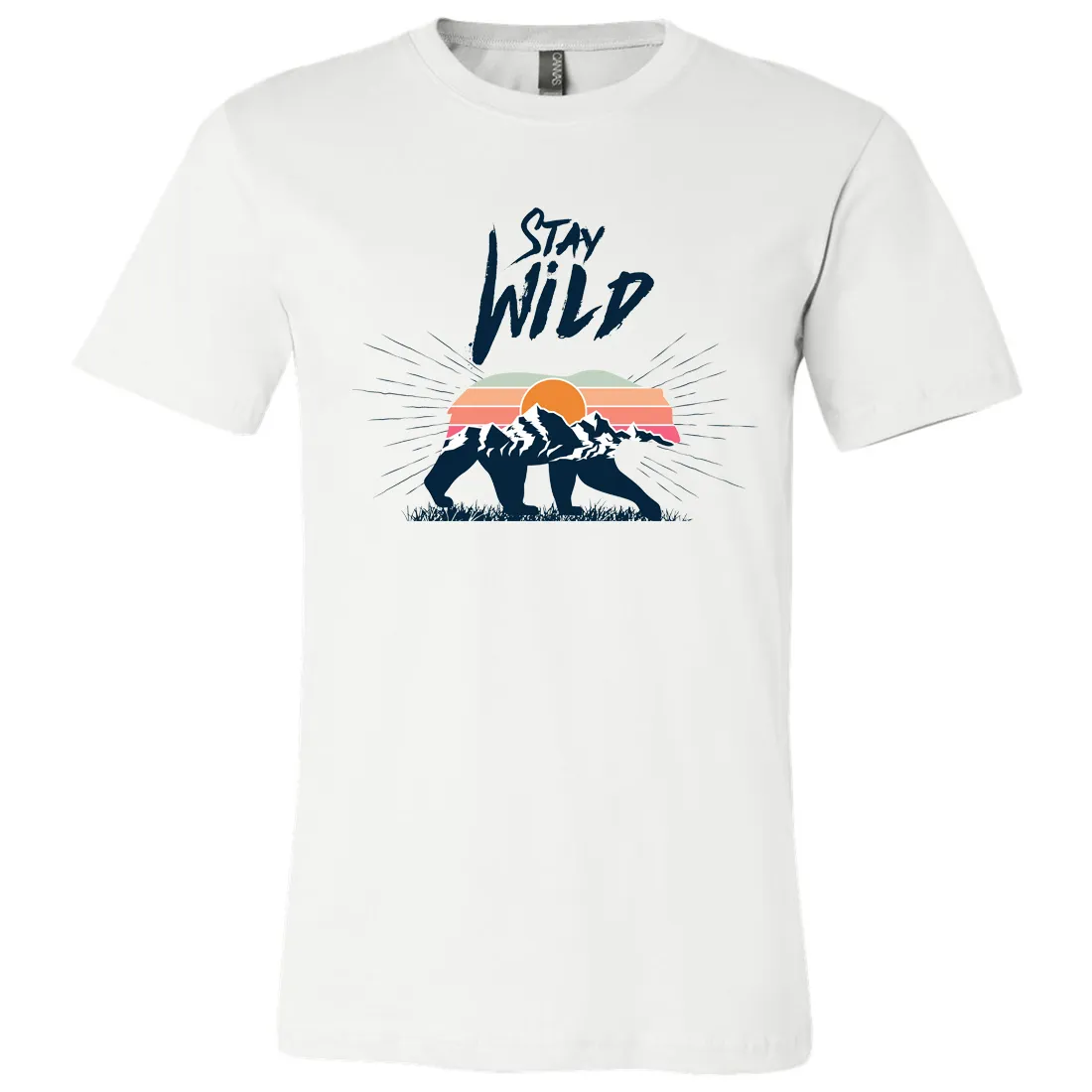 Stay Wild Sunset Bear Asst Colors Mens Lightweight Fitted T-Shirt/tee