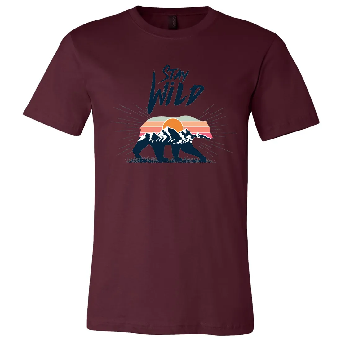 Stay Wild Sunset Bear Asst Colors Mens Lightweight Fitted T-Shirt/tee