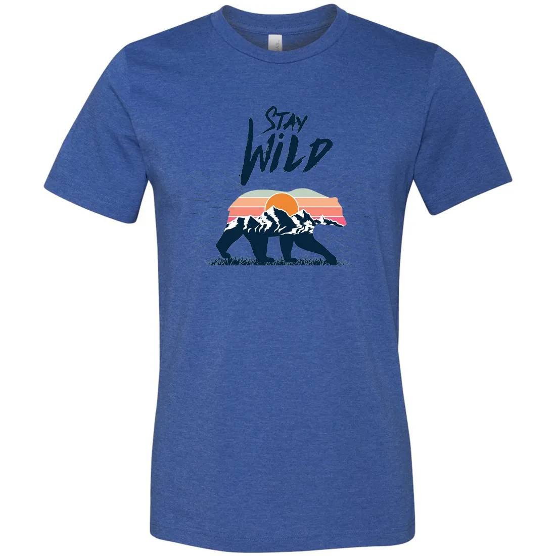 Stay Wild Sunset Bear Asst Colors Mens Lightweight Fitted T-Shirt/tee