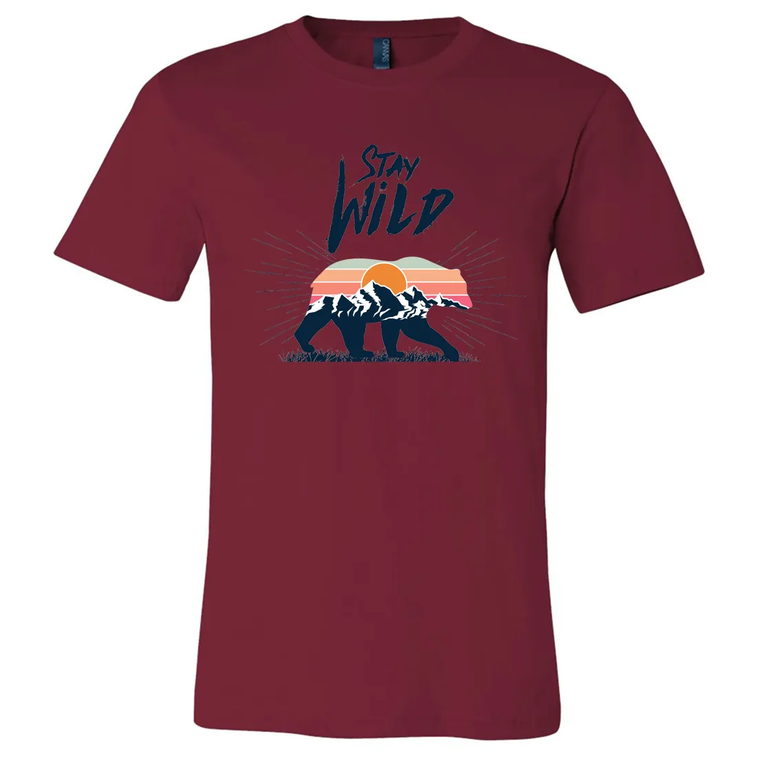 Stay Wild Sunset Bear Asst Colors Mens Lightweight Fitted T-Shirt/tee