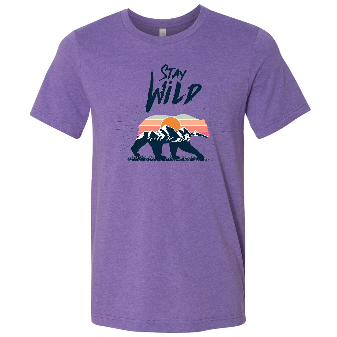 Stay Wild Sunset Bear Asst Colors Mens Lightweight Fitted T-Shirt/tee