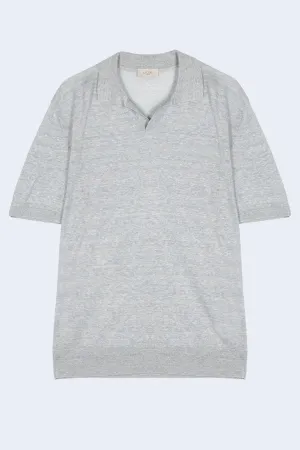 Stockinette Linen Polo in Carta Da Zucchero