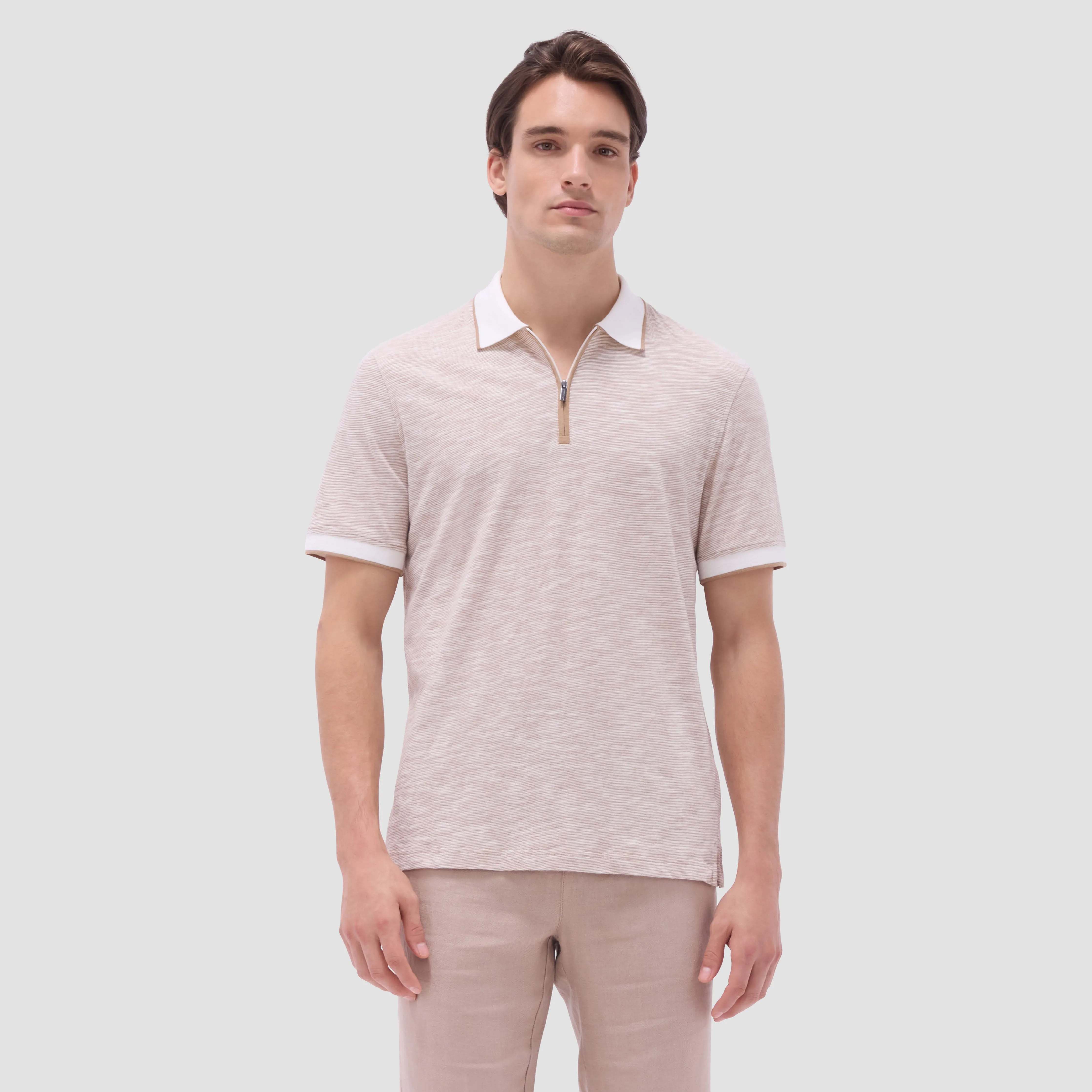Textured Quarter-Zip Polo Shirt