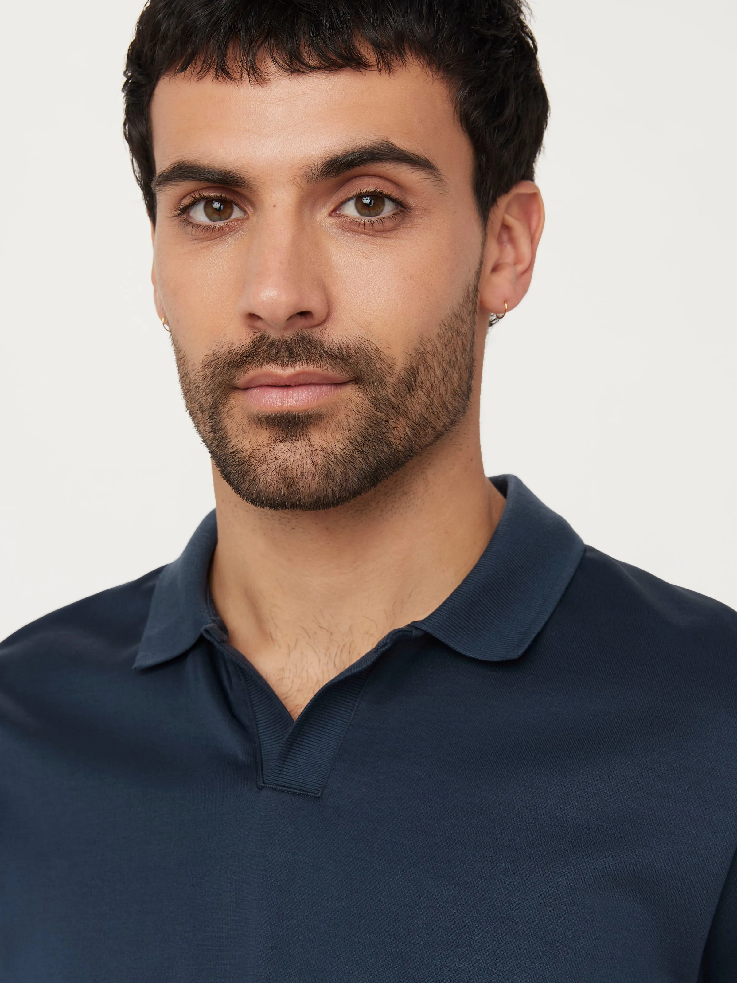 The Johnny Collar Polo in Midnight Blue