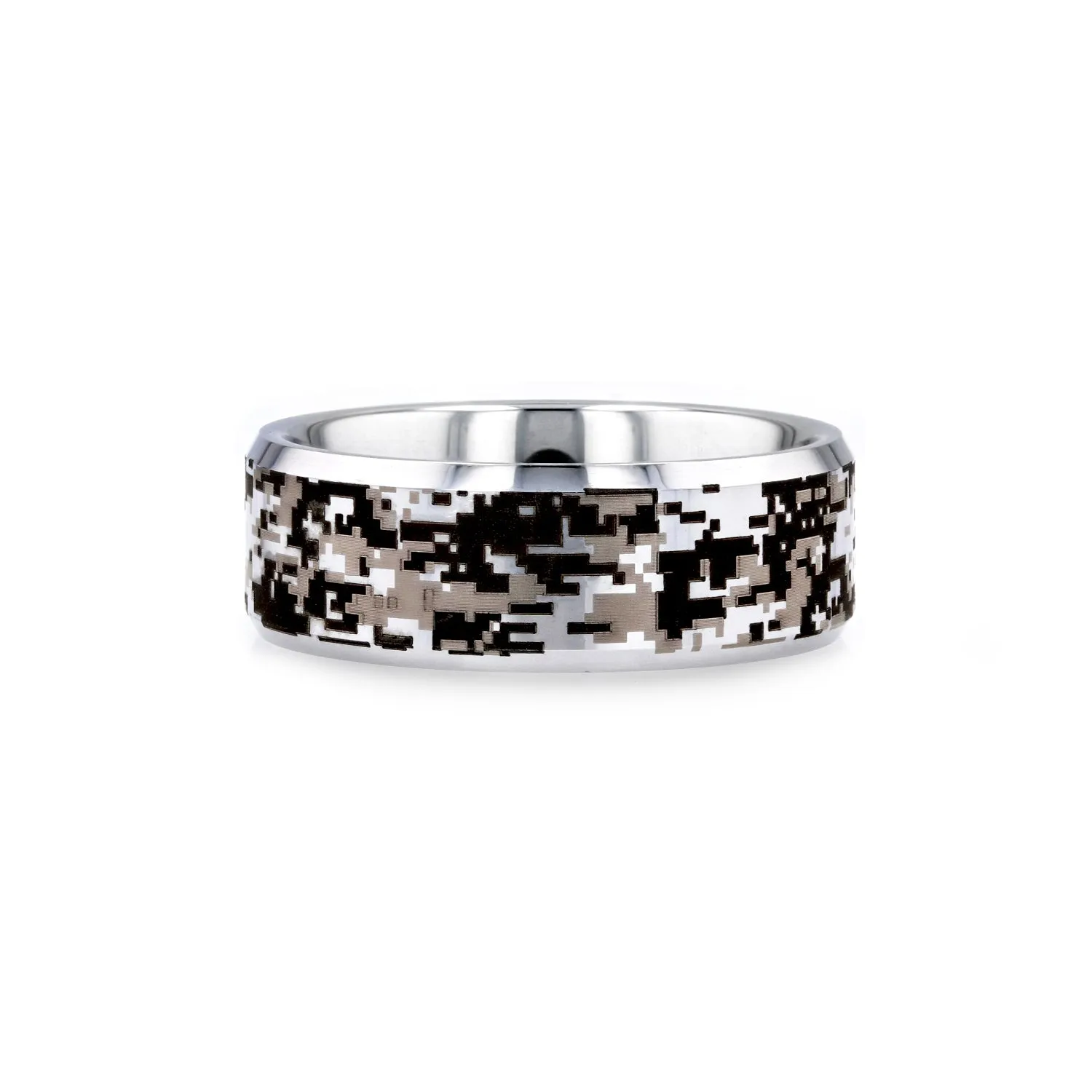 Thorsten STEALTH Tungsten Carbide Wedding Ring with Engraved Digital Camouflage