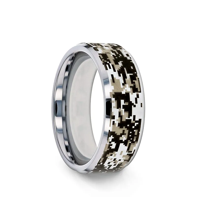 Thorsten STEALTH Tungsten Carbide Wedding Ring with Engraved Digital Camouflage