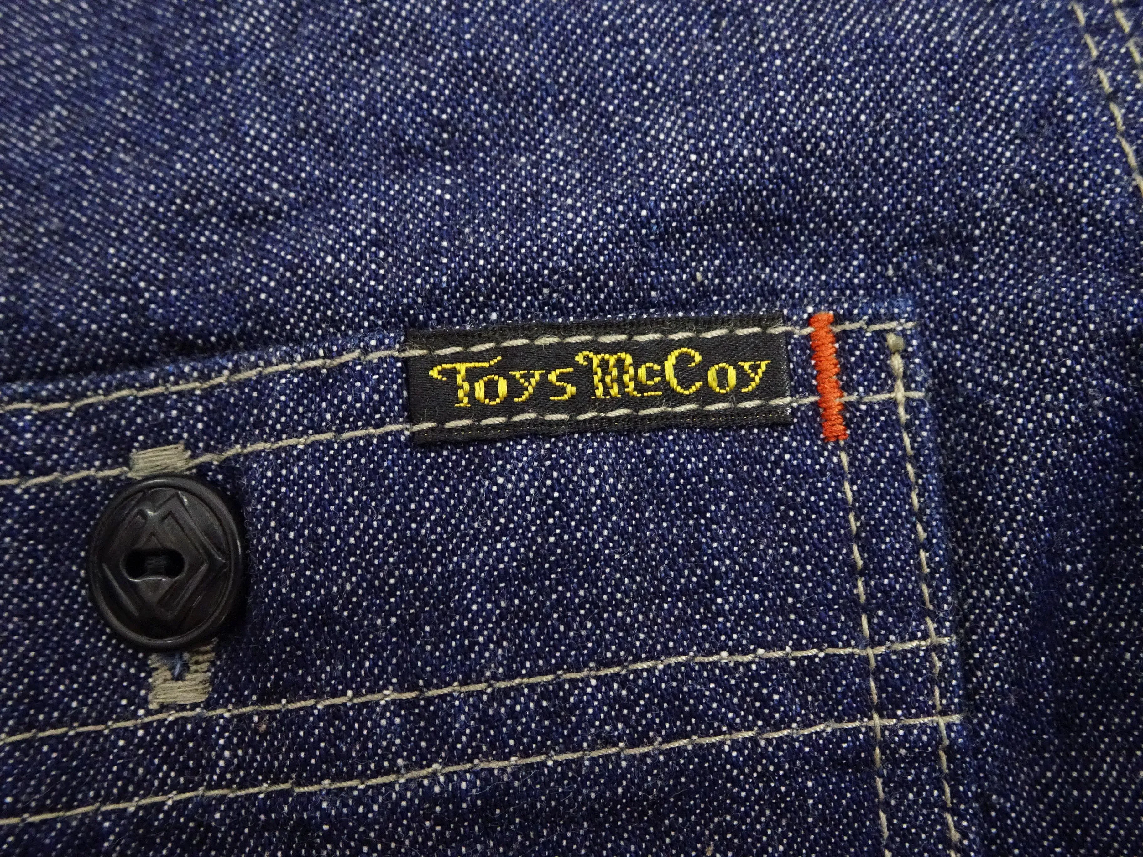 TOYS McCOY Denim Shirt Men's Casual Long Sleeve Plain 10.5 oz Indigo Denim Work Shirt TMS2406