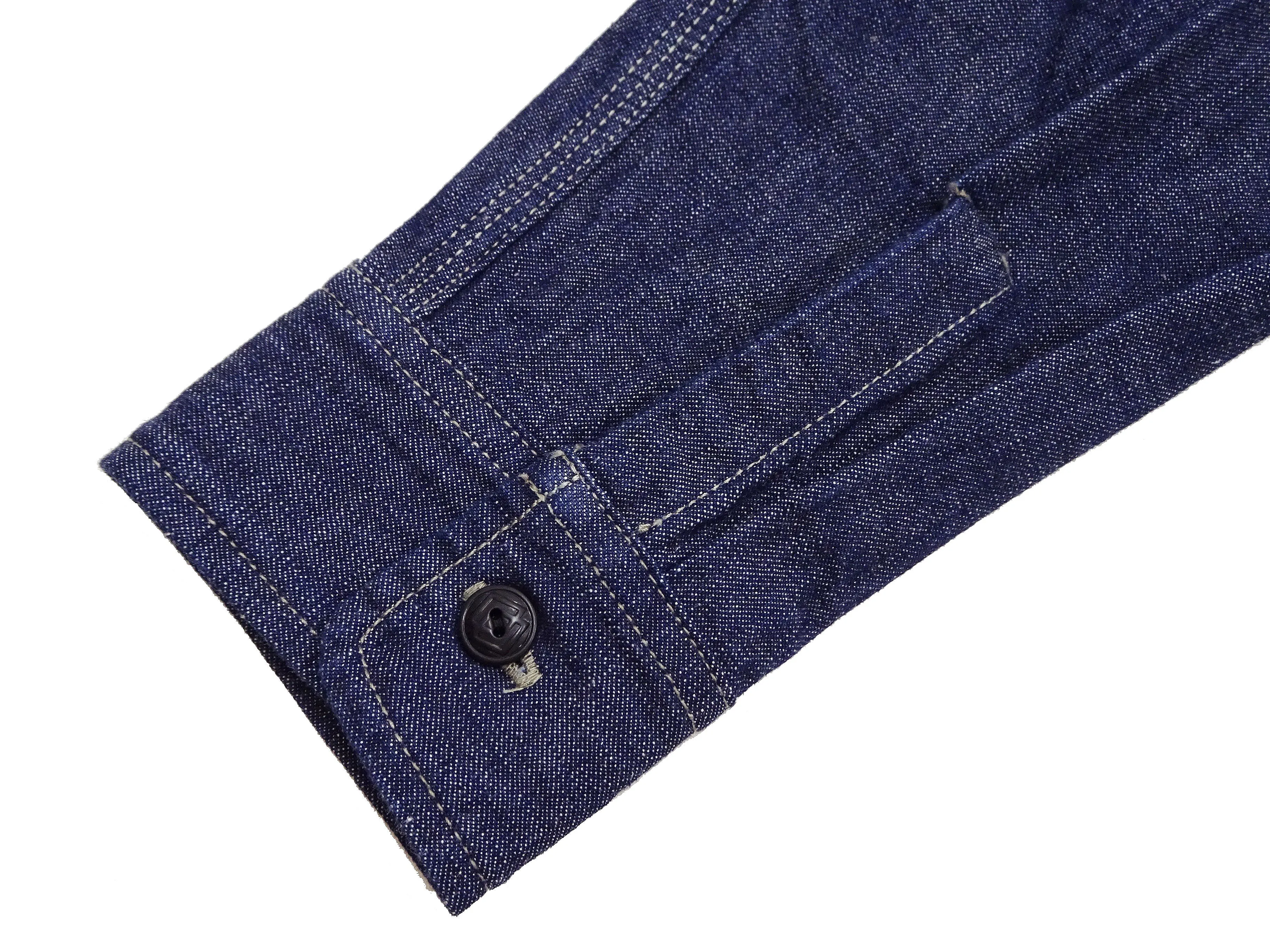 TOYS McCOY Denim Shirt Men's Casual Long Sleeve Plain 10.5 oz Indigo Denim Work Shirt TMS2406