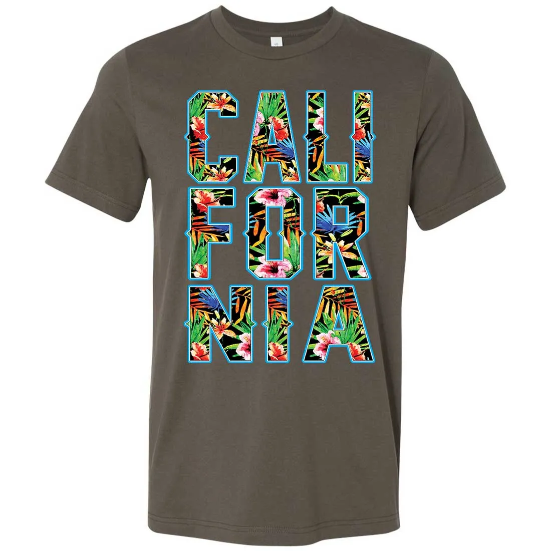 Tropical California Floral Print Asst Colors Mens Lightweight Fitted T-Shirt/tee