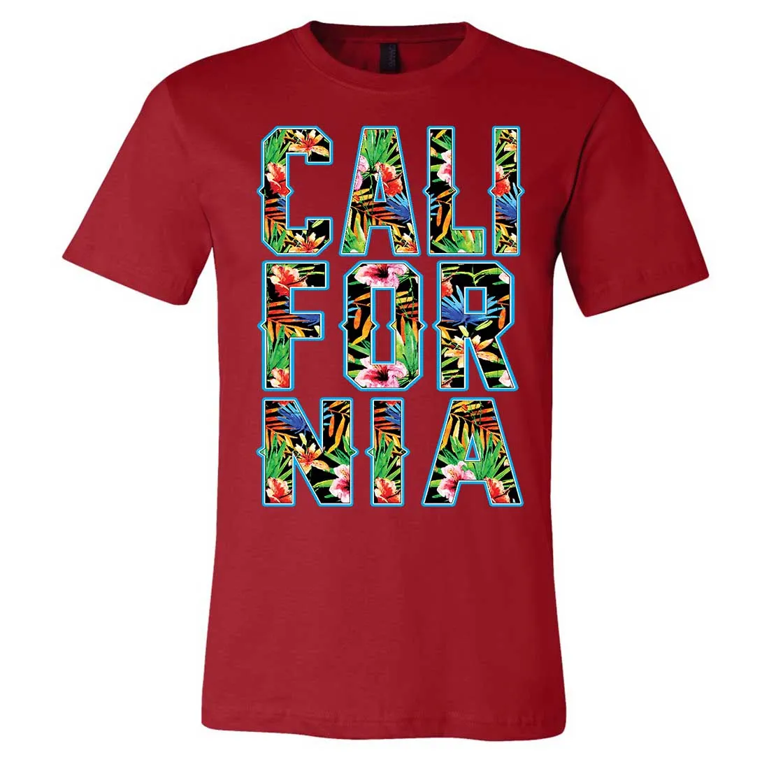 Tropical California Floral Print Asst Colors Mens Lightweight Fitted T-Shirt/tee