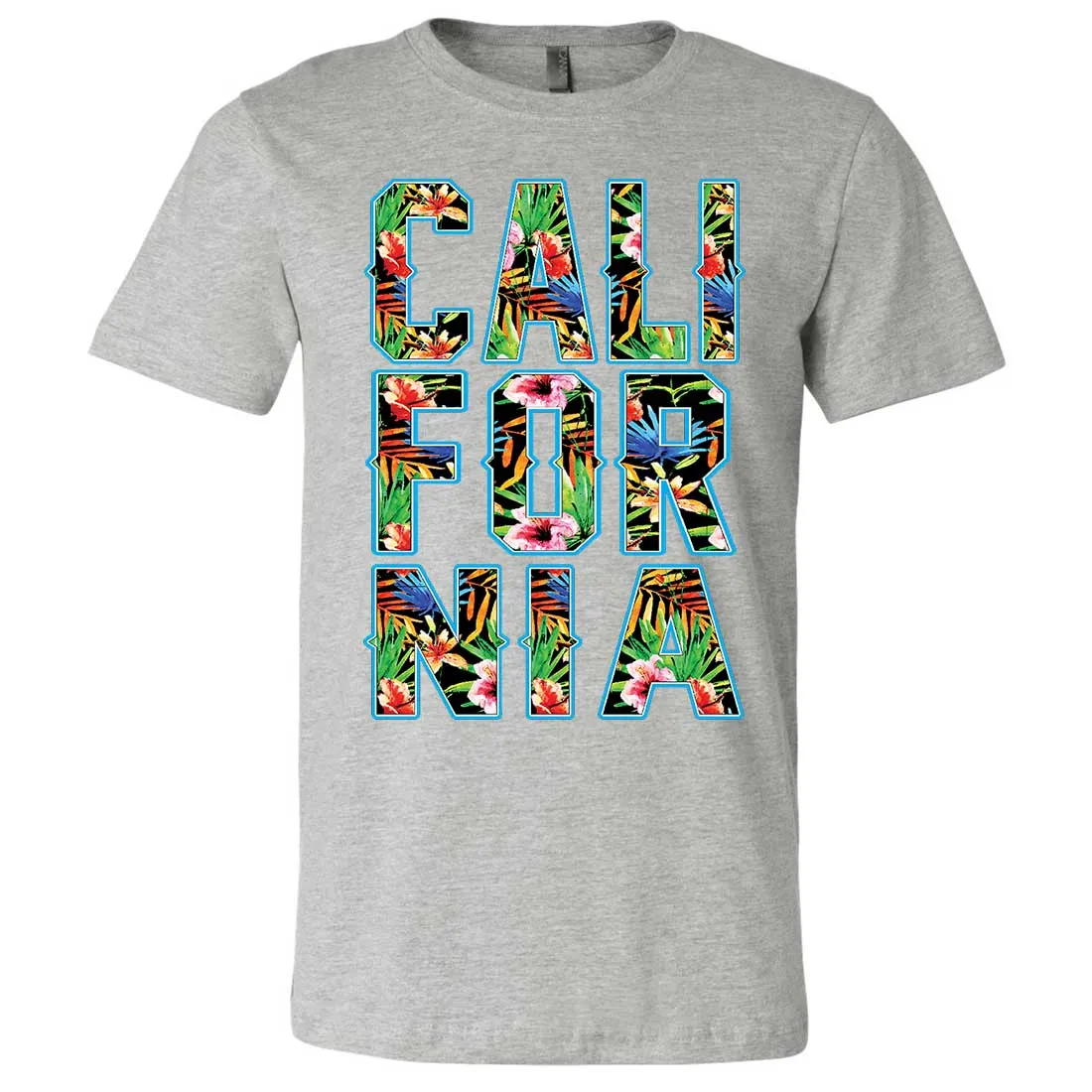 Tropical California Floral Print Asst Colors Mens Lightweight Fitted T-Shirt/tee