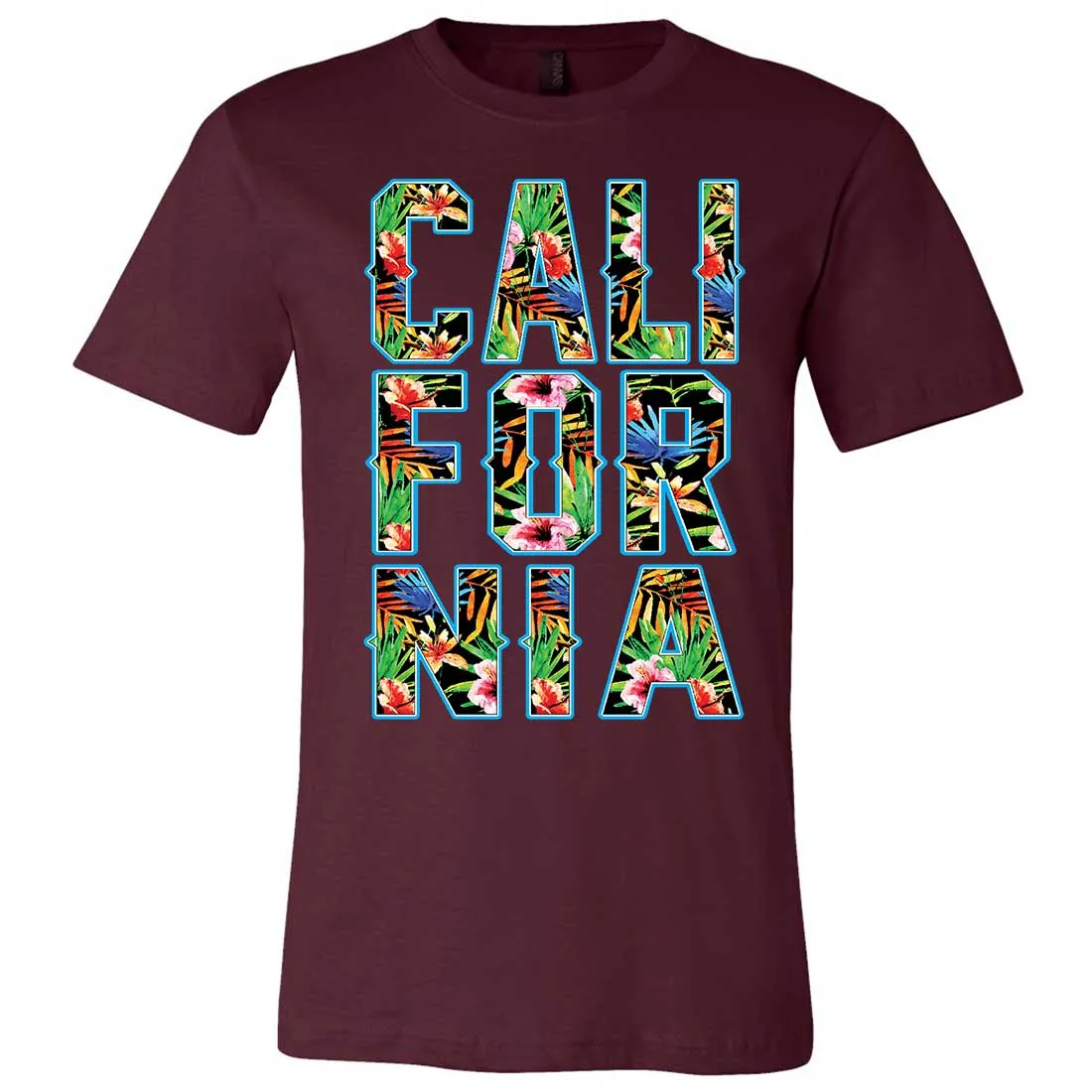 Tropical California Floral Print Asst Colors Mens Lightweight Fitted T-Shirt/tee