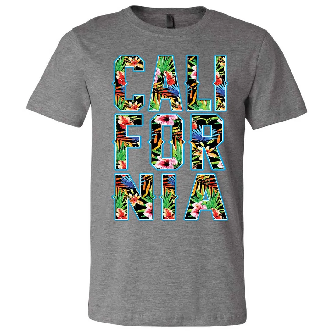Tropical California Floral Print Asst Colors Mens Lightweight Fitted T-Shirt/tee
