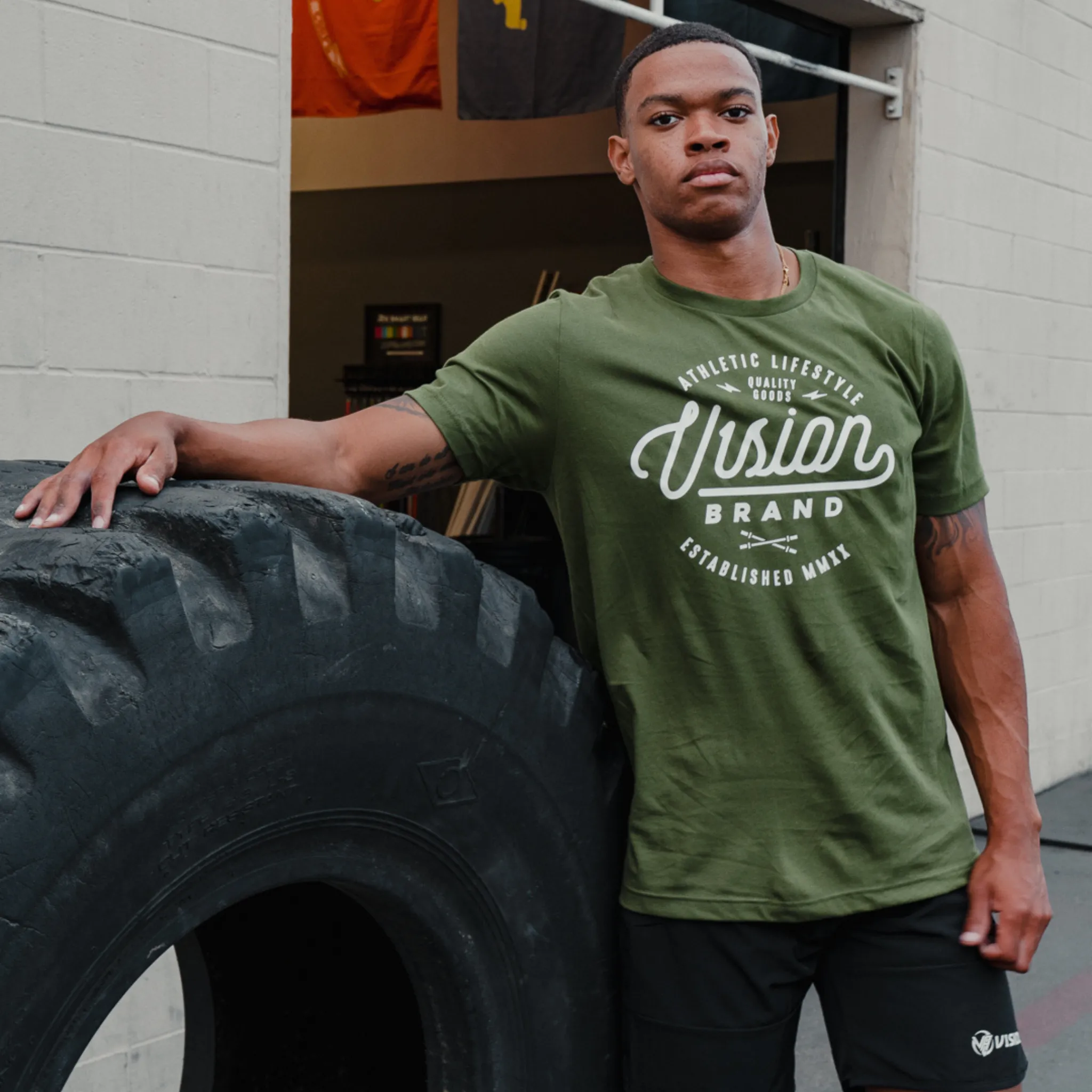 V1SION Barbell Logo Fitted Tee