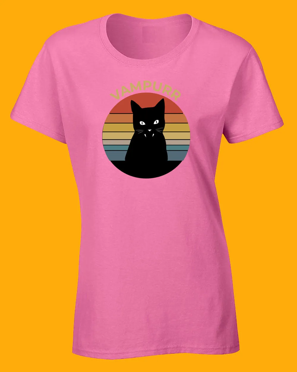 Vampuur Halloween T-shirt, Black cat Women T-shirt