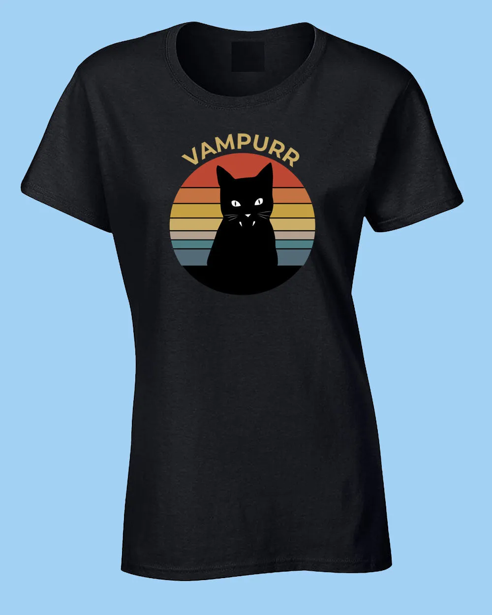 Vampuur Halloween T-shirt, Black cat Women T-shirt