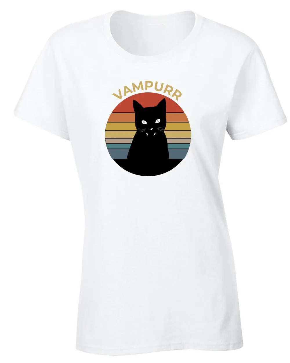 Vampuur Halloween T-shirt, Black cat Women T-shirt