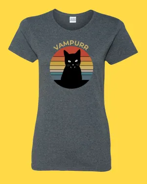 Vampuur Halloween T-shirt, Black cat Women T-shirt