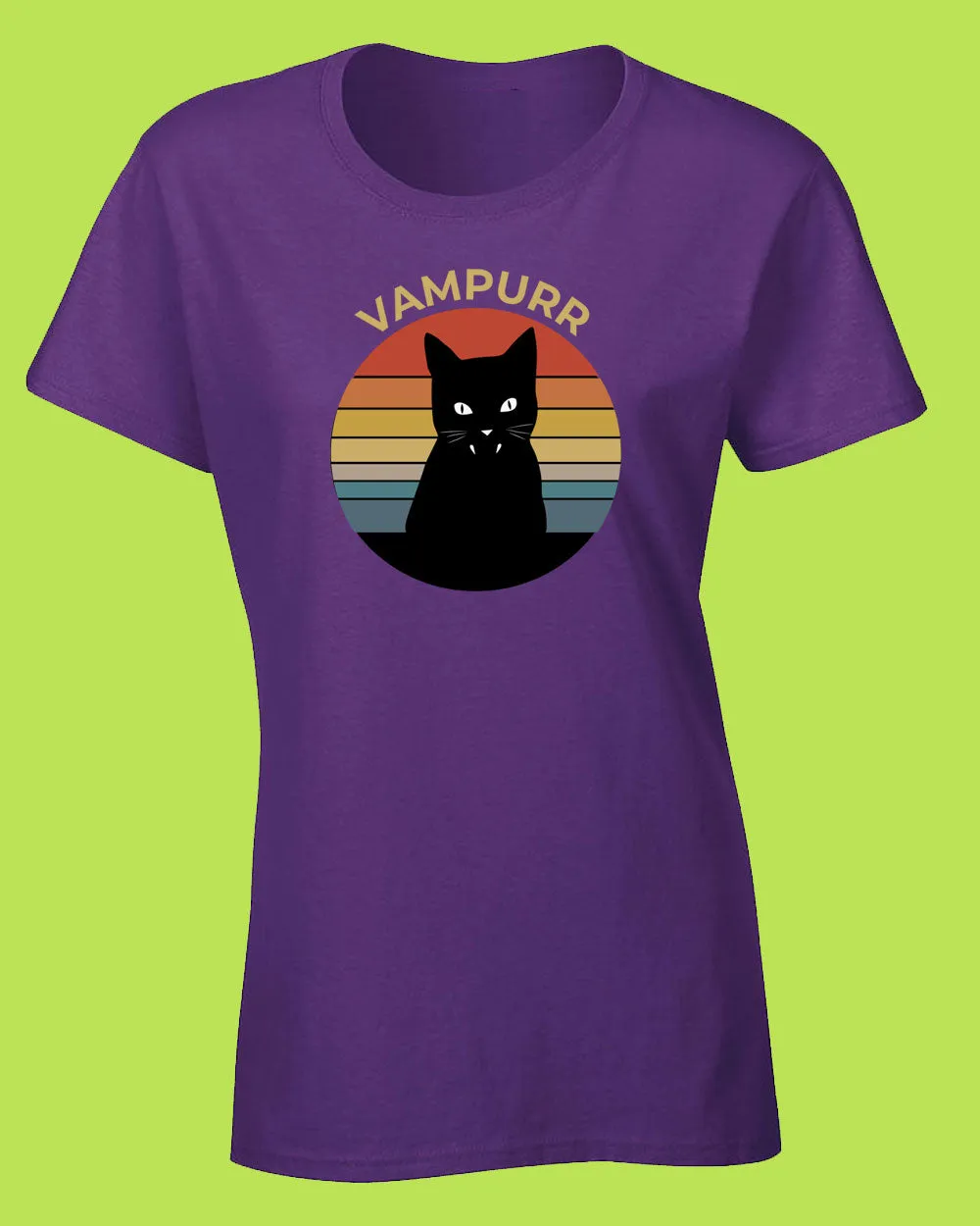 Vampuur Halloween T-shirt, Black cat Women T-shirt