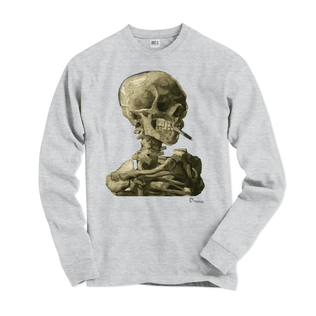 Van Gogh Skull of a Skeleton With Burning Cigarette 1886 Long Sleeve Shirt- 5 Colors