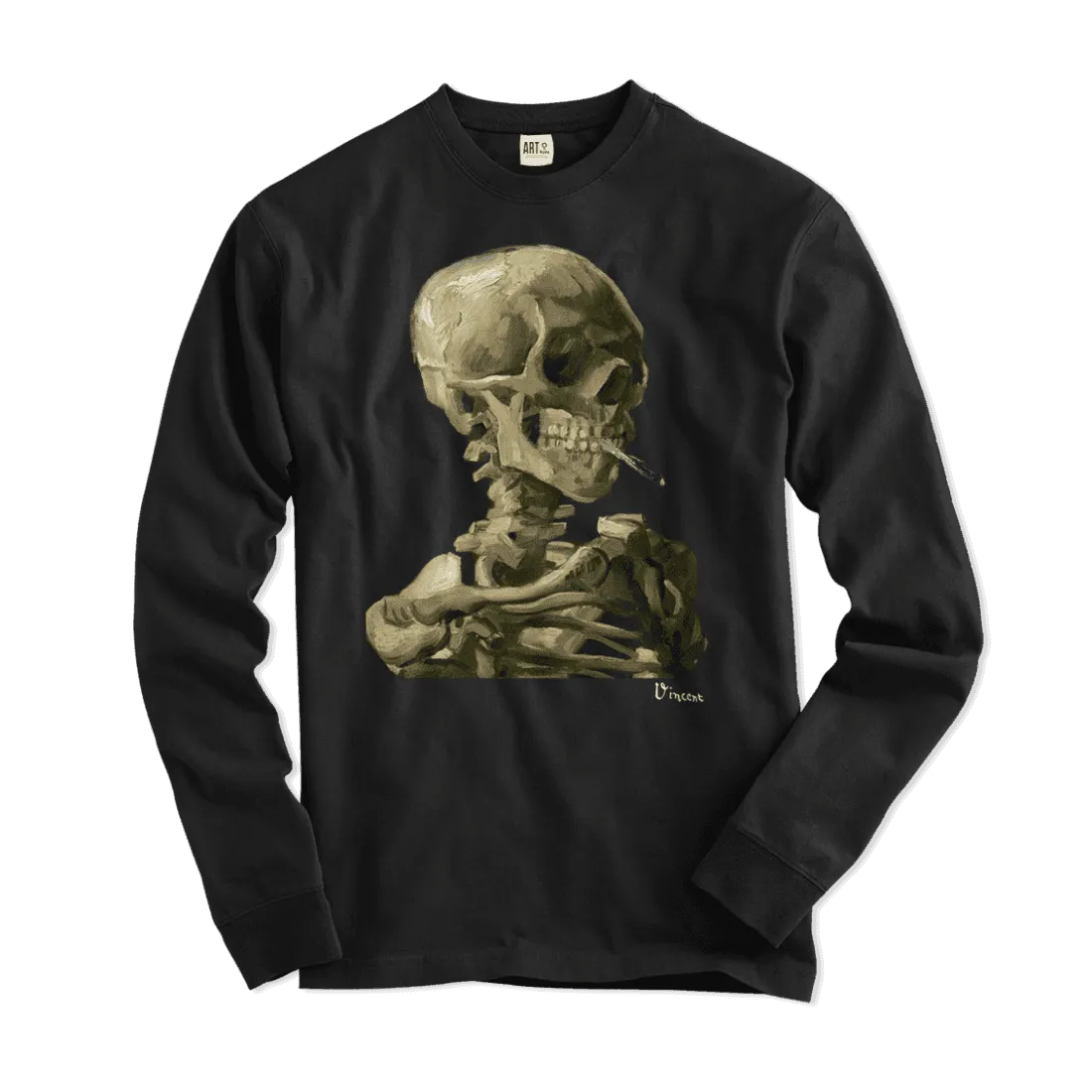 Van Gogh Skull of a Skeleton With Burning Cigarette 1886 Long Sleeve Shirt- 5 Colors