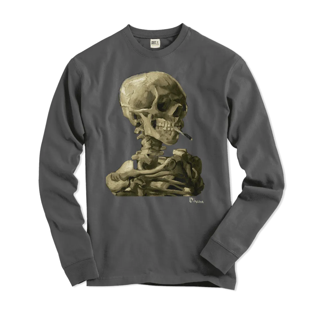 Van Gogh Skull of a Skeleton With Burning Cigarette 1886 Long Sleeve Shirt- 5 Colors