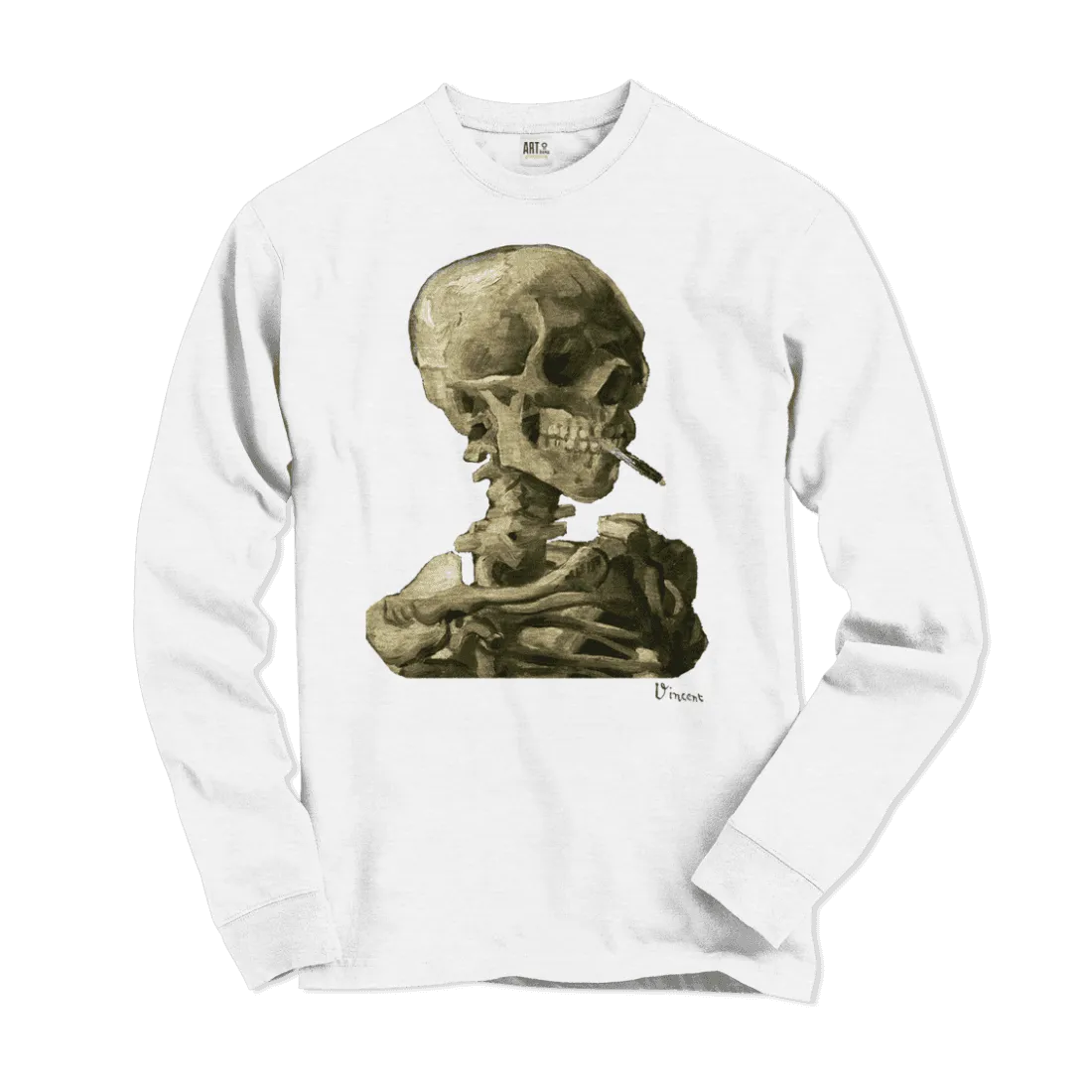 Van Gogh Skull of a Skeleton With Burning Cigarette 1886 Long Sleeve Shirt- 5 Colors