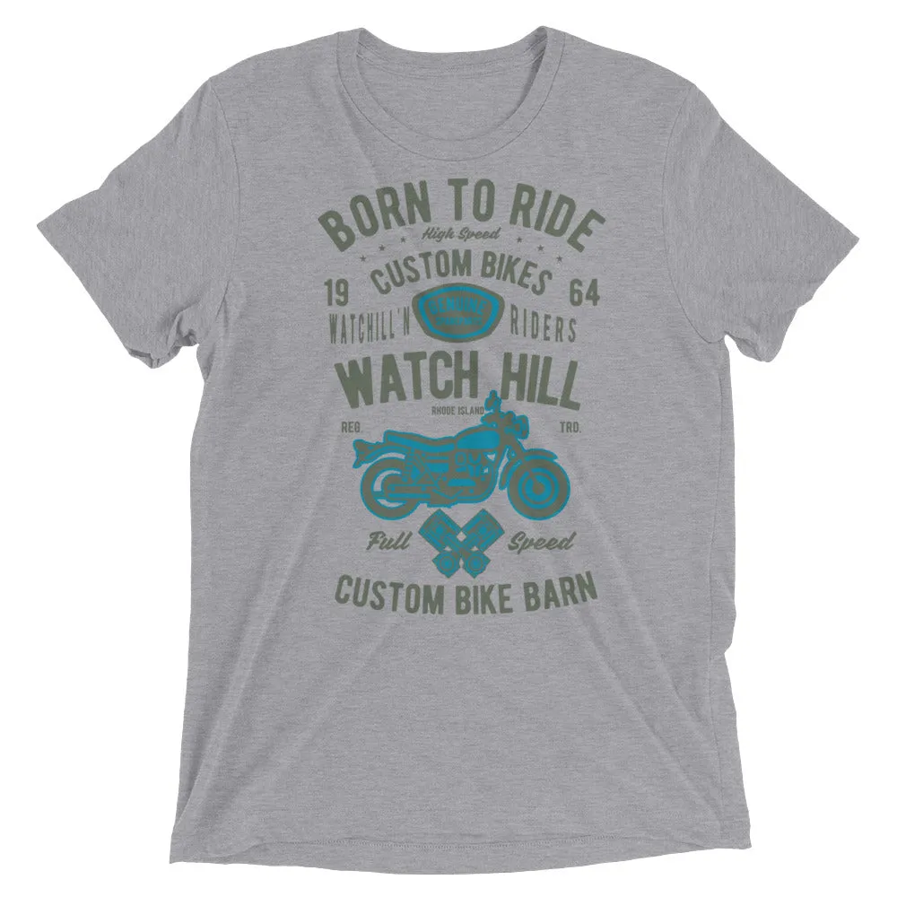 Watchill’n ‘Born To Ride’ Unisex Short sleeve t-shirt (Olive/Blue)
