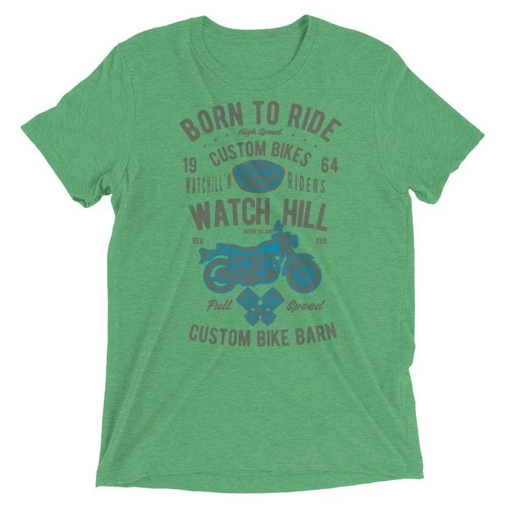 Watchill’n ‘Born To Ride’ Unisex Short sleeve t-shirt (Olive/Blue)