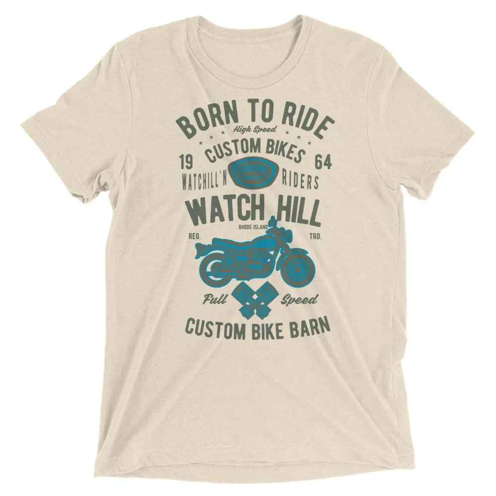 Watchill’n ‘Born To Ride’ Unisex Short sleeve t-shirt (Olive/Blue)