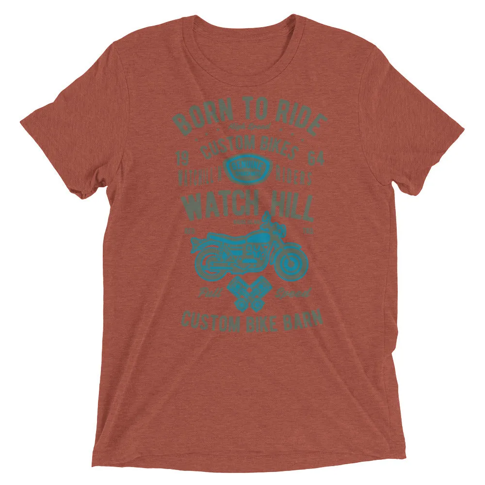 Watchill’n ‘Born To Ride’ Unisex Short sleeve t-shirt (Olive/Blue)