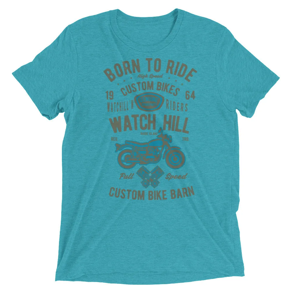 Watchill’n ‘Born To Ride’ Unisex Short sleeve t-shirt (Olive/Blue)