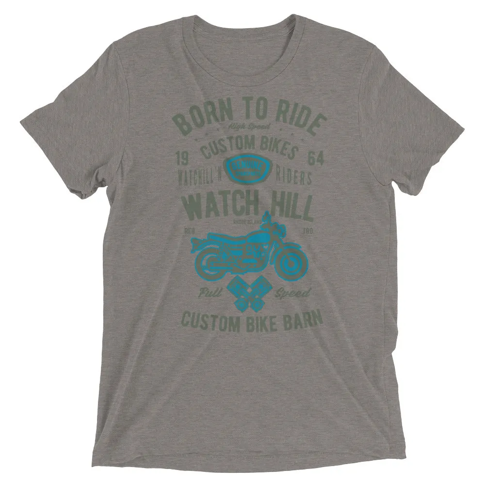 Watchill’n ‘Born To Ride’ Unisex Short sleeve t-shirt (Olive/Blue)