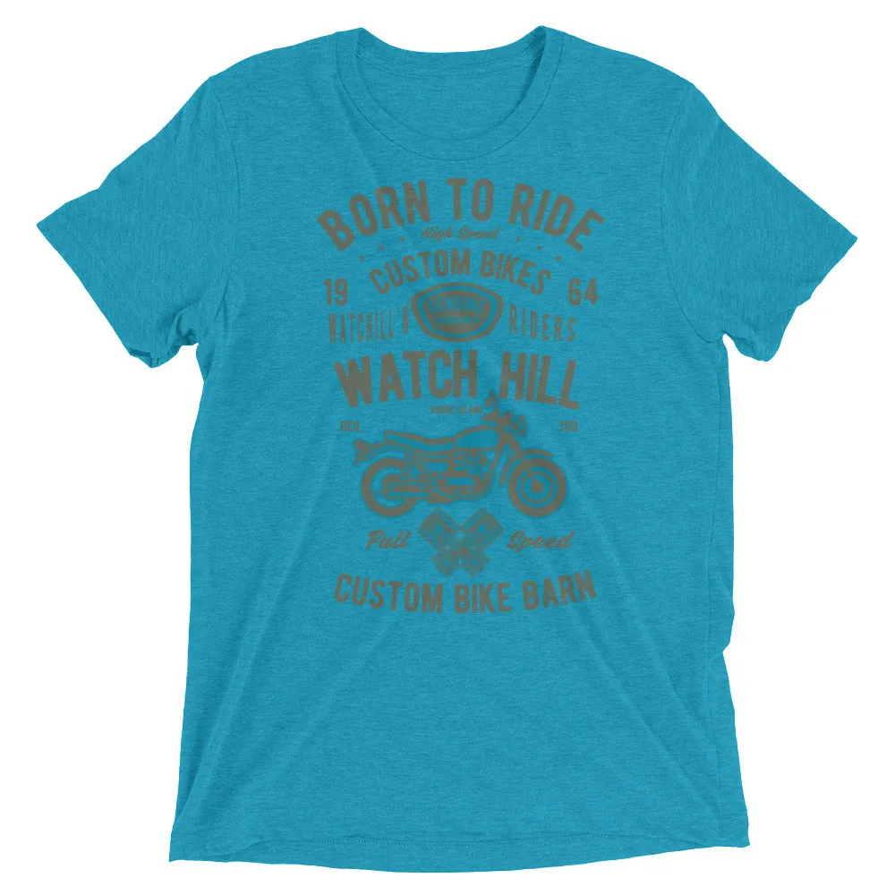 Watchill’n ‘Born To Ride’ Unisex Short sleeve t-shirt (Olive/Blue)