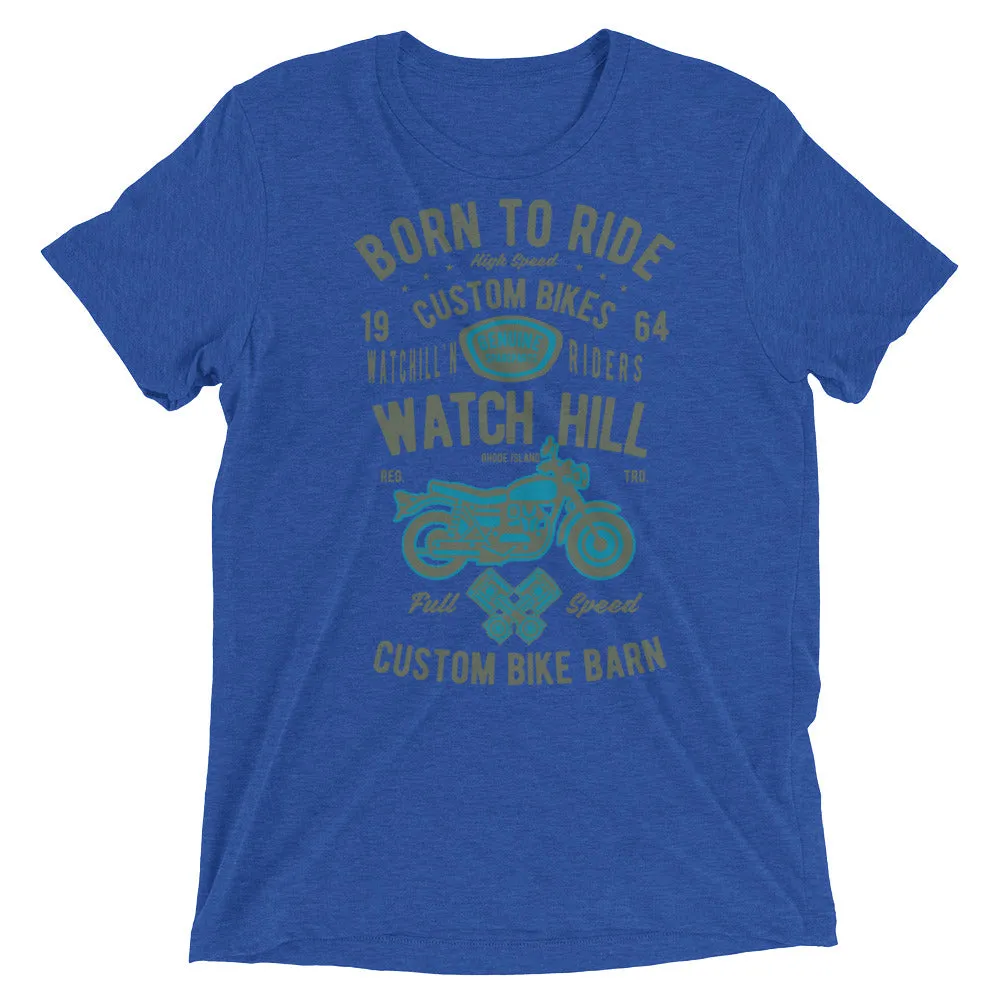 Watchill’n ‘Born To Ride’ Unisex Short sleeve t-shirt (Olive/Blue)