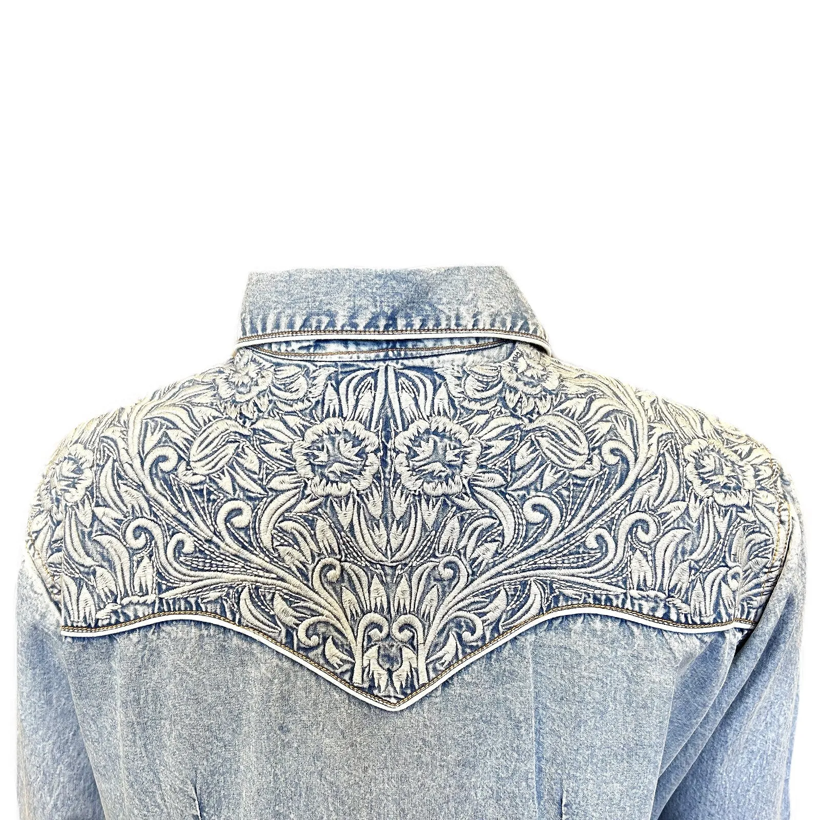 Women's Vintage Western Shirt Collection: Rockmount Fancy Tooling Denim