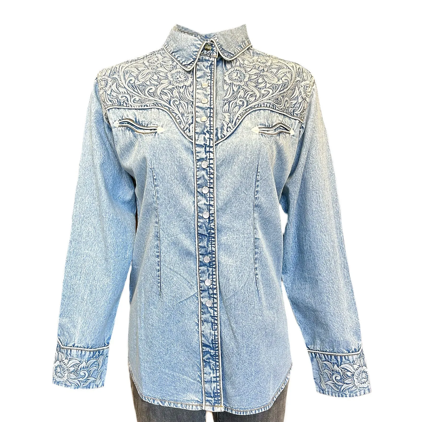 Women's Vintage Western Shirt Collection: Rockmount Fancy Tooling Denim