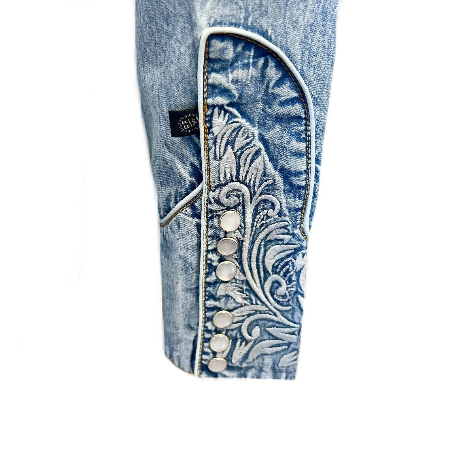Women's Vintage Western Shirt Collection: Rockmount Fancy Tooling Denim