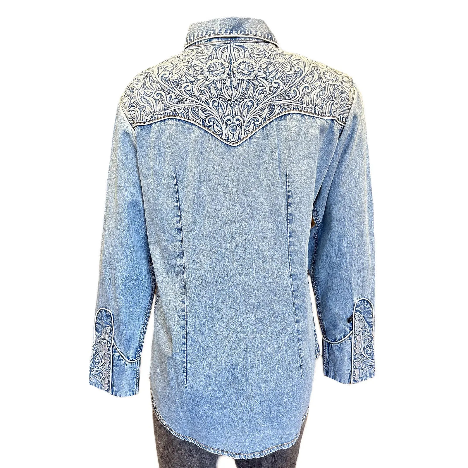 Women's Vintage Western Shirt Collection: Rockmount Fancy Tooling Denim