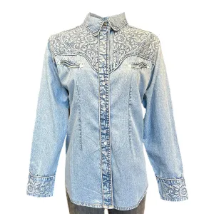 Women's Vintage Western Shirt Collection: Rockmount Fancy Tooling Denim